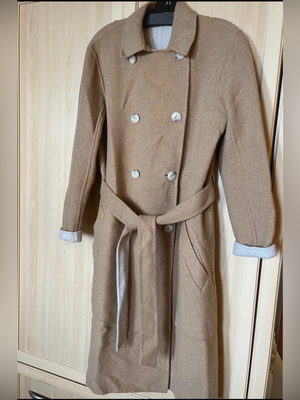 rag & bone 70% Wool Camel Double-Breasted Wool Trench Coat (double sided)